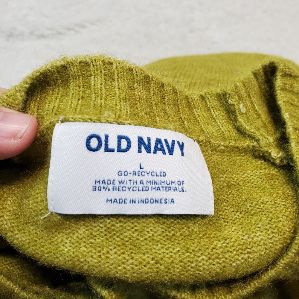 Old Navy Green Bohemian Boho Preppy Wool Blend Oversized Sustainable Sweater L - Picture 6 of 7